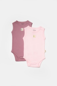 Set 2 body-uri fara maneci Bamboo, roz, BabyCosy, 50% bambus+50% bumbac (Marime: 3-6 Luni) - Img 2