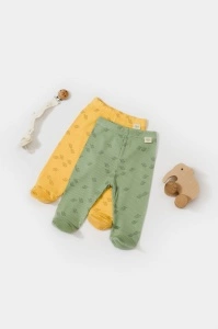 Set 2 pantalonasi cu botosei Printed, BabyCosy, 50% modal+50% bumbac, Lamaie/Verde (Marime: 6-9 luni) - Img 3