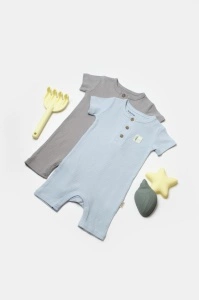 Set 2 salopete scurte Bamboo, blue, BabyCosy, 50%bumbac+50% bambus (Marime: 18-24 Luni)