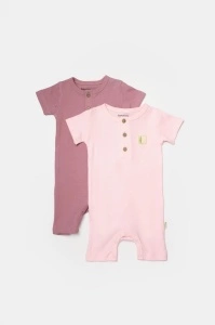 Set 2 salopete scurte Bamboo, roz, BabyCosy, 50%bumbac+50% bambus (Marime: 6-9 luni) - Img 3
