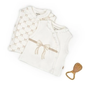 Set 2 vestute pentru bebelusi, stone, BabyCosy Organic Wear (Marime: 18-24 Luni)