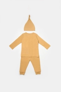 Set 3 piese:bluza, pantaloni si caciulita Bamboo, maro, BabyCosy, 50% bumbac+50%bambus (Marime: 6-9 luni) - Img 3