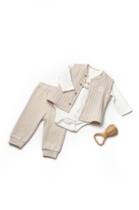 Set 3 piese: body, pantaloni si vestuta TeddyBear, BabyCosy, 100% bumbac (Marime: 12-18 Luni)