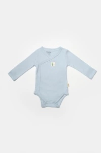 Set 4 piese:body, pantaloni, baveta si caciulita Bamboo, bleu, BabyCosy, 50% bumbac+50%bambus (Marime: 3-6 Luni) - Img 3