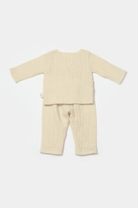 Set bluza cu nasturi si pantaloni , Winter muselin, 100% bumbac - Stone, BabyCosy (Marime: 6-9 luni) - Img 3