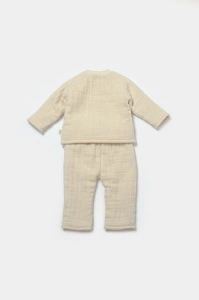 Set bluza dublata si pantaloni, Winter muselin - Stone, BabyCosy (Marime: 6-9 luni) - Img 3