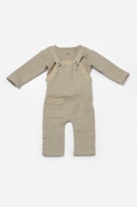 Set bluza si salopeta, Winter muselin, 100% bumbac - Verde, BabyCosy (Marime: 18-24 Luni) - Img 2