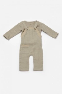Set bluza si salopeta, Winter muselin, 100% bumbac - Verde, BabyCosy (Marime: 18-24 Luni) - Img 2