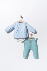 Set bluzita de vara cu pantalonasi pentru bebelusi Cats, Tongs baby (Culoare: Albastru, Marime: 9-12 luni)