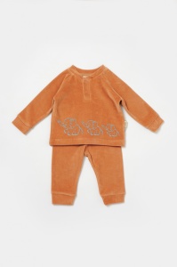 Set bluzita si pantaloni Elefant, 80%bumbac organic si 20% poliester - Caramiziu, BabyCosy (Marime: 12-18 Luni) - Img 2