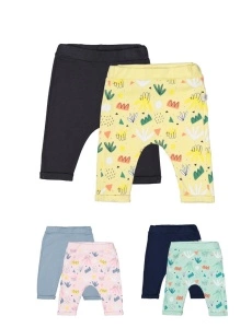 Set de 2 perechi de pantaloni Frunze pentru bebelusi, Tongs baby (Culoare: Galben, Marime: 9-12 luni) - Img 2