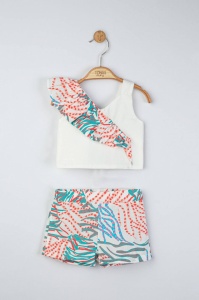 Set elegant bluzita de vara cu pantalonasi pentru fetite, Tongs baby (Culoare: Albastru, Marime: 9-12 luni) - Img 2