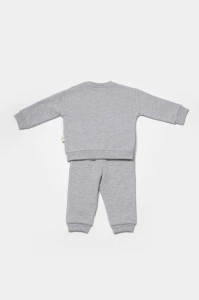 Set hanorac si pantaloni, Two thread, 100%bumbac organic - Gri, BabyCosy (Marime: 9-12 luni) - Img 3