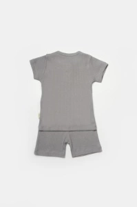 Set tricou cu pantaloni Bamboo, gri, BabyCosy, 50%bumbac+50% bambus (Marime: 18-24 Luni) - Img 2