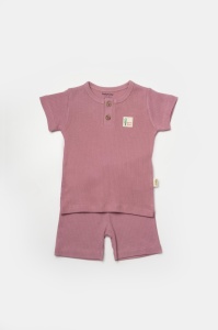 Set tricou cu pantaloni Bamboo, roz, BabyCosy, 50%bumbac+50% bambus (Marime: 6-9 luni) - Img 2