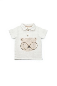 Set tricou, salopeta si sapca TeddyBear, 100% bumbac organic, BabyCosy (Marime: 18-24 Luni) - Img 3