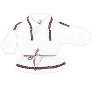 Costum național din 2 piese - Alb (Bumbac 100%, semisubtire)pique - Img 2
