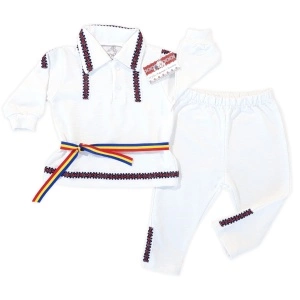 Costum traditional din 2 piese - unt (Bumbac 100%, semigros)