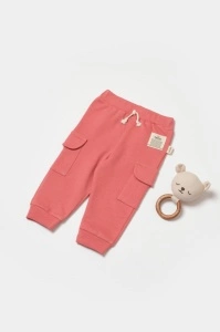 Pantaloni cu buzunare laterale, Two thread, 100%bumbac organic - Rose, BabyCosy (Marime: 6-9 luni)