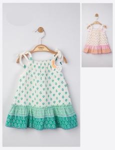 Rochita de vara din muselina pentru fetite Peacock, Tongs baby (Culoare: Verde, Marime: 9-12 luni) - Img 2