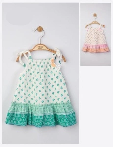 Rochita de vara din muselina pentru fetite Peacock, Tongs baby (Culoare: Verde, Marime: 9-12 luni) - Img 2
