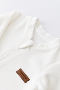 Salopeta cu maneca lunga si fermoar din 80%bumbac organic si 20% poliester - Ecru, BabyCosy (Marime: 9-12 luni) - Img 3