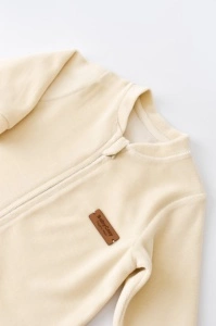 Salopeta cu maneca lunga si fermoar din 80%bumbac organic si 20% poliester -Crem, BabyCosy (Marime: 3-6 Luni) - Img 3
