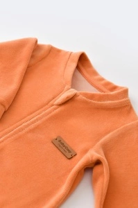 Salopeta cu maneca lunga si fermoar din 80%bumbac organic si 20% poliester - Portocaliu, BabyCosy (Marime: 18-24 Luni) - Img 3