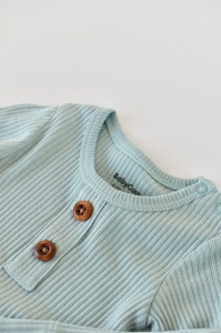 Salopeta cu maneca lunga si pantaloni lungi din bumbac organic si modal - Mint BabyCosy (Marime: 6-9 luni) - Img 3