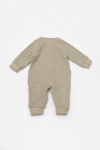 Salopeta cu nasturei, Winter muselin, 100% bumbac - Verde, BabyCosy (Marime: 18-24 Luni) - Img 3