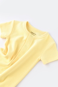 Salopeta cu pantaloni scurti - 100% bumbac organic - Galben, BabyCosy (Marime: 12-18 Luni) - Img 3