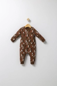 Salopeta pentru bebelusi de iarna Forest, Tongs baby, baietei (Culoare: Maro, Marime: 6-9 luni)