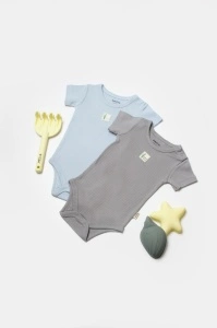 Set 2 body Bamboo, blue, BabyCosy, 50% bumbac+50%bambus (Marime: 3-6 Luni)