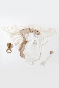 Set 2 body-uri bebe unisex Girafa, BabyCosy, 100% bumbac organic (Marime: 6-9 luni) - Img 3