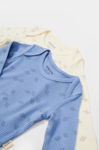 Set 2 body-uri cu maneca lunga Printed, BabyCosy, 50% modal+50% bumbac, Ecru/Lavanda (Marime: 3-6 Luni) - Img 3