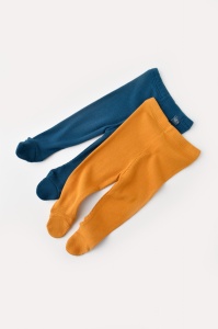 Set 2 pantaloni cu botosei bebe unisex din bumbac organic si modal - Bleumarin/Sofran, BabyCosy (Marime: 3-6 Luni) - Img 1