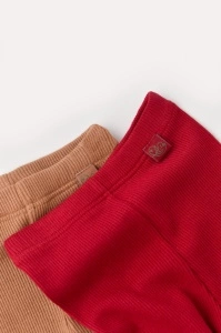 Set 2 pantaloni cu botosei bebe unisex din bumbac organic si modal - Maro/Rosu, BabyCosy (Marime: 0-3 Luni) - Img 3