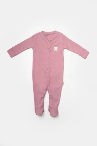 Set 2 salopete lungi Bamboo, roz, BabyCosy, 50%bumbac+50% bambus (Marime: 0-3 Luni) - Img 2