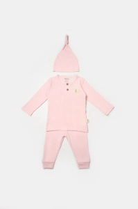 Set 3 piese:bluza, pantaloni si caciulita Bamboo, roz, BabyCosy, 50% bumbac+50%bambus (Marime: 18-24 Luni) - Img 2
