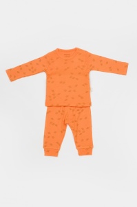 Set 3 piese:bluza, pantaloni si caciulita Printed, BabyCosy, 50% modal+50% bumbac, Apricot (Marime: 18-24 Luni) - Img 2