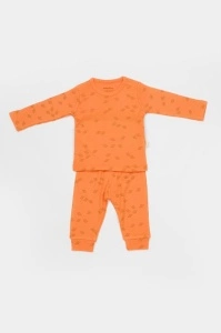 Set 3 piese:bluza, pantaloni si caciulita Printed, BabyCosy, 50% modal+50% bumbac, Apricot (Marime: 18-24 Luni) - Img 2
