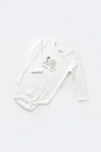 Set 3 piese Broscuta cu body, pantalonasi si vestuta din 80%bumbac organic si 20% poliester - Crem, BabyCosy (Marime: 12-18 Luni) - Img 3
