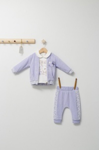 Set 3 piese: pantaloni, bluzita si hainuta pentru bebelusi Gazelle, Tongs baby (Culoare: Roz, Marime: 9-12 luni) - Img 2