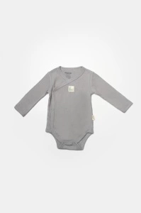 Set 4 piese:body, pantaloni, baveta si caciulita Bamboo, gri, BabyCosy, 50% bumbac+50%bambus (Marime: 0-3 Luni) - Img 3