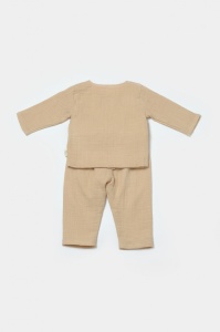 Set bluza cu nasturi si pantaloni , Winter muselin- Apricot, BabyCosy (Marime: 18-24 Luni) - Img 3