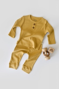 Set bluzita cu maneca lunga si pantaloni lungi din bumbac organic si modal - Sofran BabyCosy (Marime: 9-12 luni) - Img 1