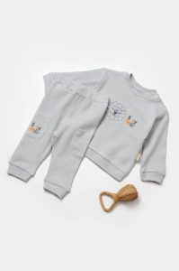Set bluzita cu pantalon Lion, gri, BabyCosy, 100%bumbac (Marime: 6-9 luni)