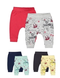 Set de 2 perechi de pantaloni Dino pentru bebelusi, Tongs baby (Culoare: Verde, Marime: 6-9 luni) - Img 2