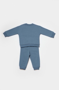 Set hanorac si pantaloni, Two thread, 100%bumbac organic - Indigo, BabyCosy (Marime: 9-12 luni) - Img 3