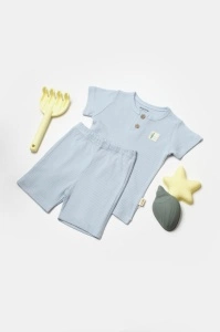 Set tricou cu pantaloni Bamboo, blue, BabyCosy, 50%bumbac+50% bambus (Marime: 9-12 luni)